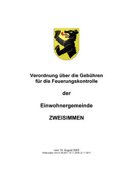 Gebühren für die Feuerungskontrolle (Verordnung) Feuerungskontrolle