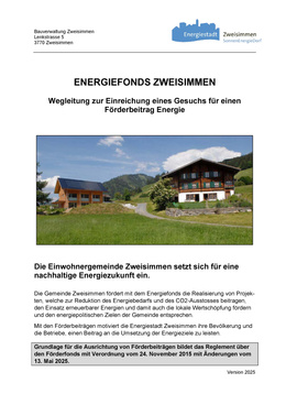 Wegleitung Förderfonds Energie Wegleitung Förderfonds Energie